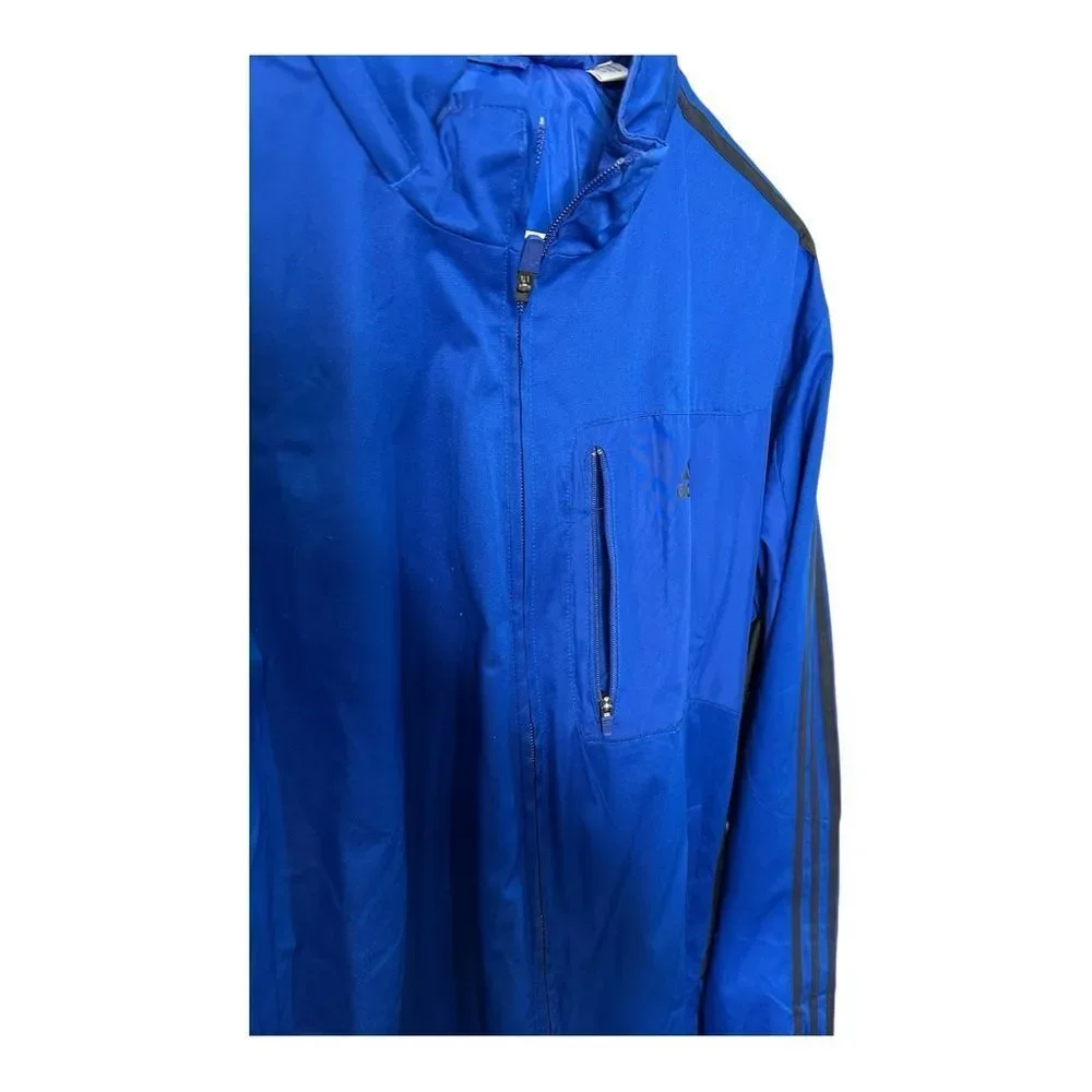 Adidas DRIVE 2 ALL WEATHER Hooded Blue & Black windbreaker Track jacket Sz XL